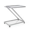 Mshliw Modern Glass and Metal Bar Cart with Z-Frame Design, Rolling Wheels & Locking Casters, 36.5" Drink and Coffee Serving Cart - 4 of 4