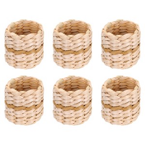Unique Bargains Handmade Woven Natural Cattail Grass Farmhouse Napkin Rings 6 Pcs - 1 of 4
