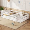 CAVINAS Twin/Full Size Montessori Bed Frame with High Fence,Modern Floor Bed for Kids Room,Bedroom - 3 of 4