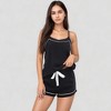 Anna-Kaci Lounge Women's Cami and Shorts Pajama Set with Contrast Trim and Adjustable Waist Tie - 2 of 4