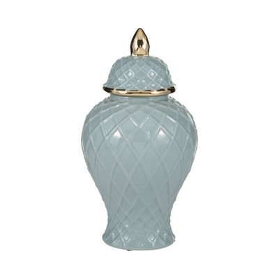 Temple Jar with Lid - Ceramic Decorative Stoneware for Home, Office, Gift Idea