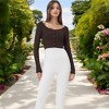 Anna-Kaci Active Women's Button-Up Long Sleeve Crop Top with Scoop Neck and Thumbhole Cuffs - 2 of 4