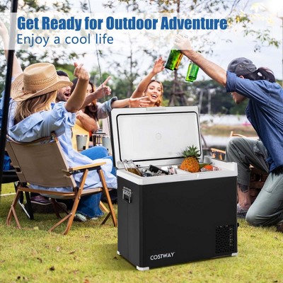 Costway 53QT Black Portable Car Refrigerator with Adjustable Temperature