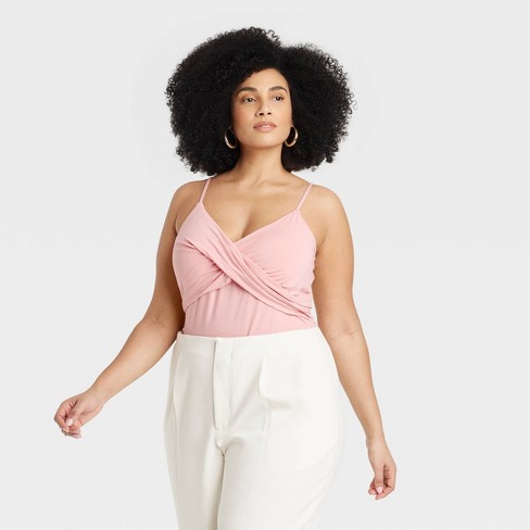 Women's Slim Fit Twist Bodysuit - A New Day™ Coral 4x : Target