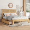 Platform Bed King Frame With Rattan Headboard, Platform Bed Storage With 2 Drawers, Wood Bed With Enhanced Support Salts And Feet-Cuddlewood - 2 of 4