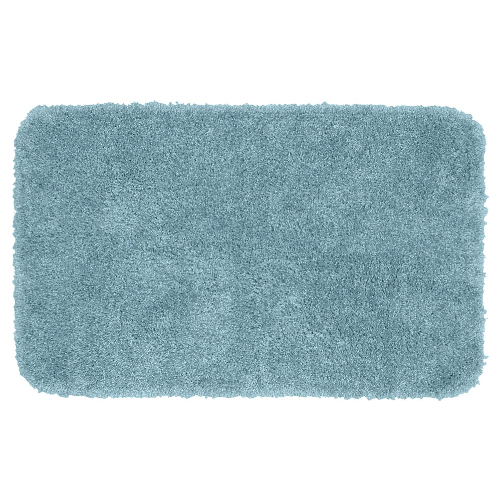 30inx50in Serendipity Solid Shaggy Washable Nylon Bath Rug Basin Blue - Garland