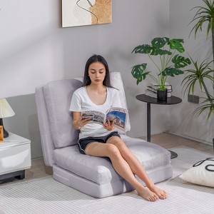 Hooseng Bean Bag Bed, Folding Sofa Bed for Adults with Washable Velvet Cover, 4 in 1 Convertible Floor Sofa Couch for Living Room Bedroom - 1 of 4