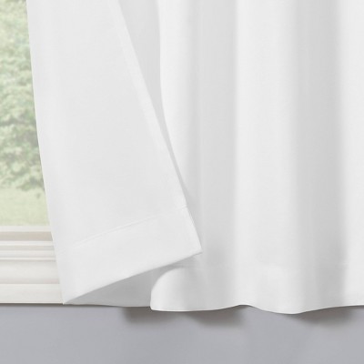 White Polyester Sheer Rod Pocket Kitchen Curtain Set