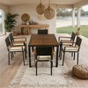 YOOCOZZ 7-Piece Outdoor Wicker Rattan Dining Set with Acacia Wood Tabletop and Armrest - Brown - 2 of 4