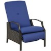 Resenkos Outdoor Rattan Recliner Chic Set With Cushions & Footrests for Balcony & Porch Relaxation, Wicker Lounge Chair With Armrests, Dark Blue - 2 of 4