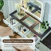 69" Vanity Tables with Glass Top & Led Mirror, Farmhouse Makeup Table with 9 Drawers, Rustic Vanity Desk for Bedroom - 3 of 4
