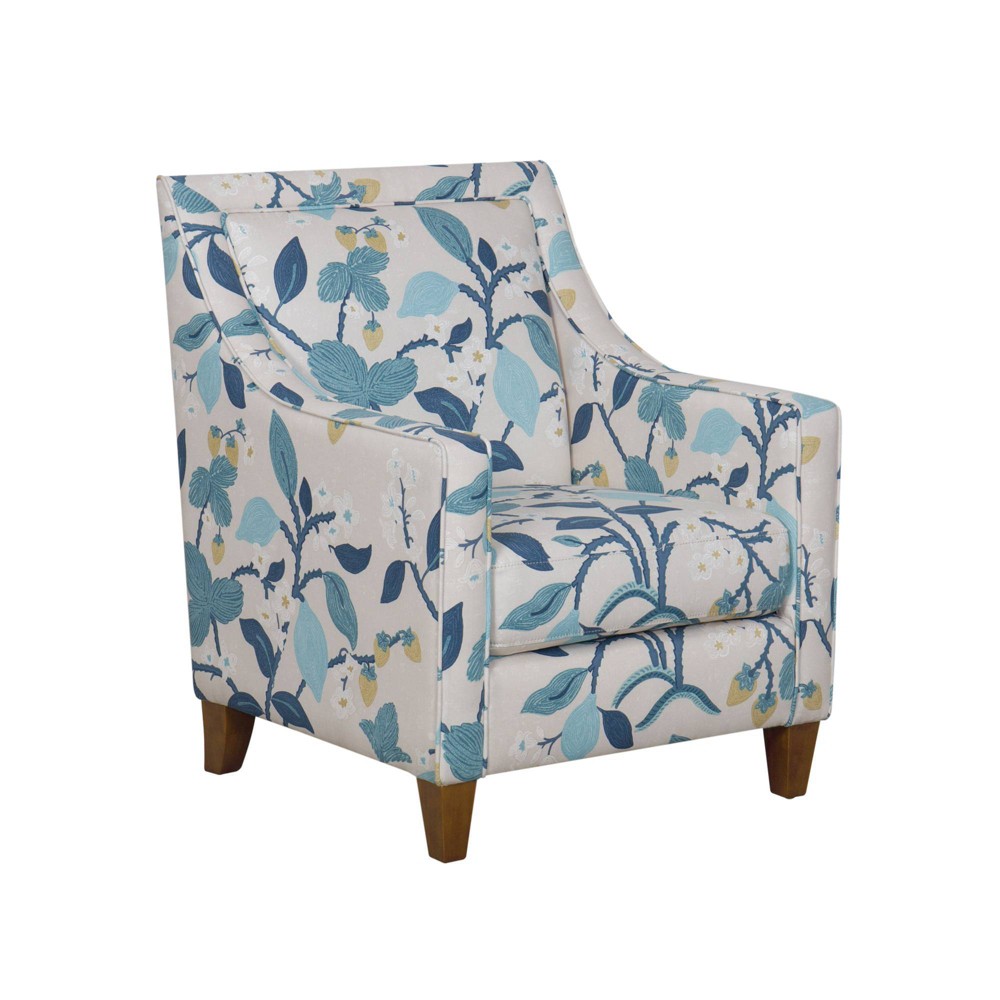 Edwin Accent Chair Modern Floral Blue Homepop