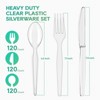Aoibox 360 Count Clear Plastic Silverware Set, 120 Forks, Knives,Spoons,BPA-Free Heavy Duty Disposable Cutlery,Premium Flatware for Party,Everyday Use - 2 of 4