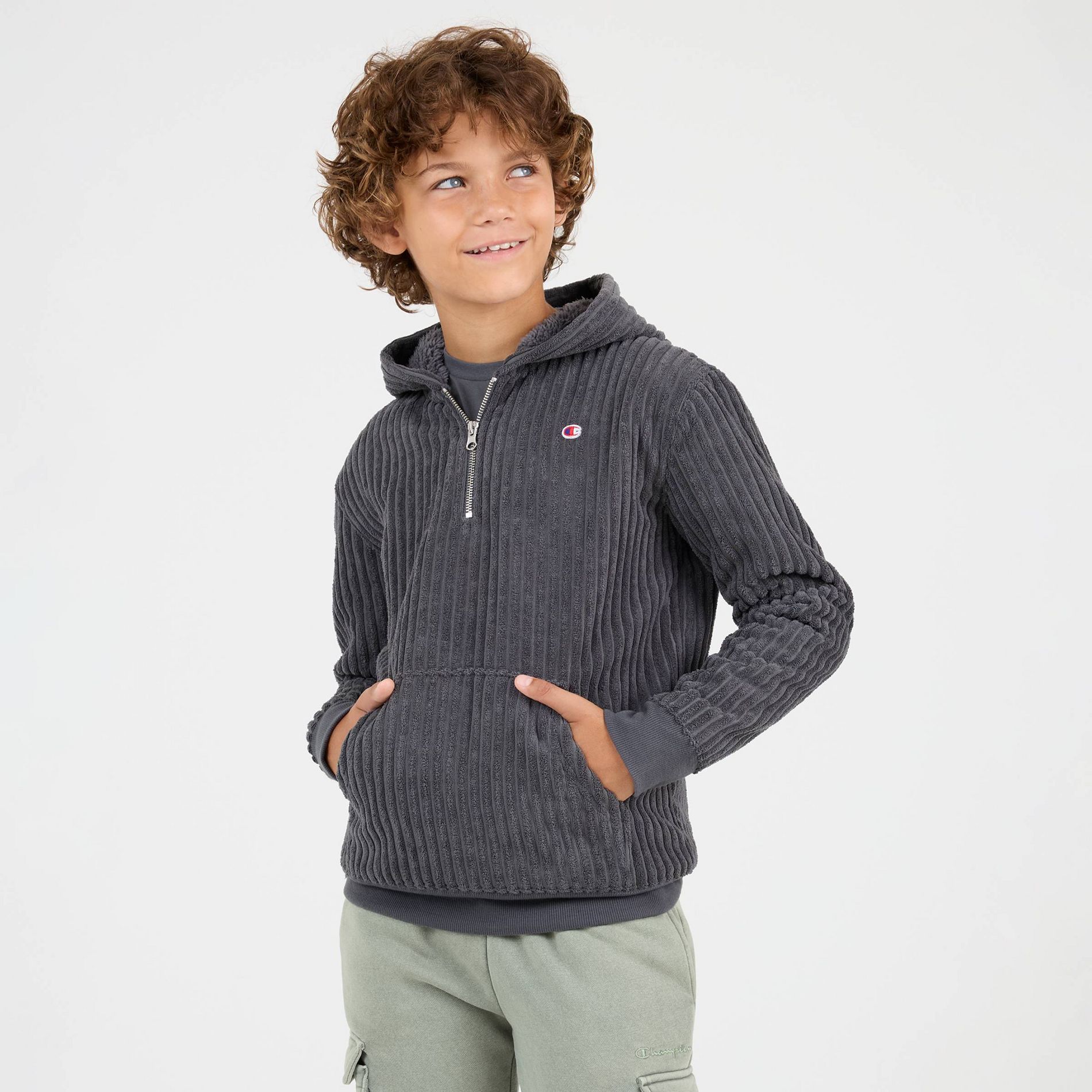 Champion Boys' 1/4 Zip Corduroy Hoodie