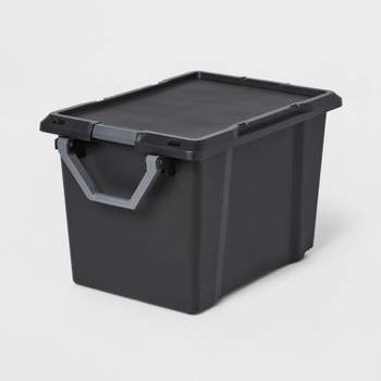 32gal XL Wheeled Latching Storage Tote Black - Brightroom™