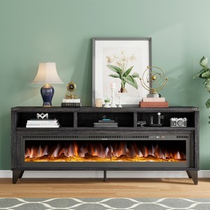 Amerlife 65" TV Stand with 60" Glass Electric Fireplace - 1 of 4