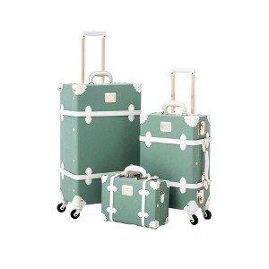 Summit Adventure 3-Piece Vintage Luggage Set Embossed Mint - 1 of 4
