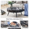 Sapphtopaz Coffee Table Home Decor Marble Pattern Round Low Coffee Table Dining Table with Adjustable Feet for Living Room, Home Small Space - 3 of 4