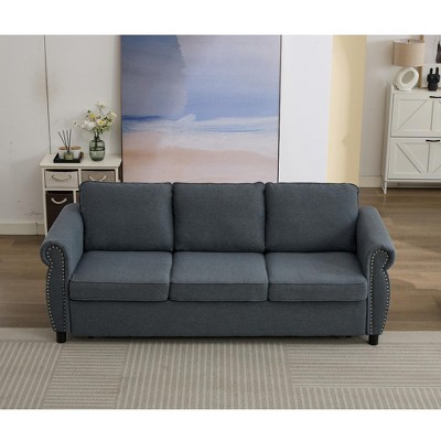 NicBex Convertible Sleeper Chair,81.5" Pull-out Sofa Bed with Adjustable Backrest,Couches with Foam Mattress for Living Room,Beige/Brown/Dark Gray