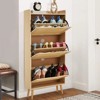 Shoe Storage Cabinet with 3 Drawers, Rattan Shoe Organizer Cabinet, Slim Entryway Hidden Shoe Rack for Living Room Bedroom Hallway - 2 of 4