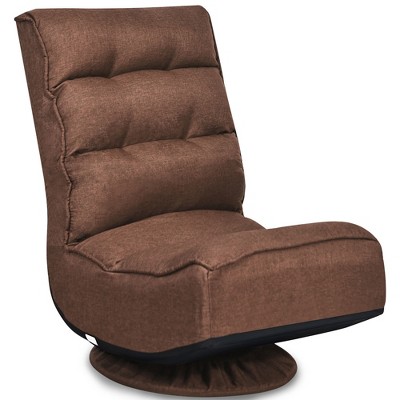Costway Gaming Chair Fabric 5-Position Folding Lazy Sofa 360 Degree Swivel Grey\ Black\Coffee