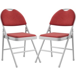 coucheta Metal Folding Chair with Non-Slip Foot Pads, Chair with Cotton Linen Seat and Metal Support - 1 of 4