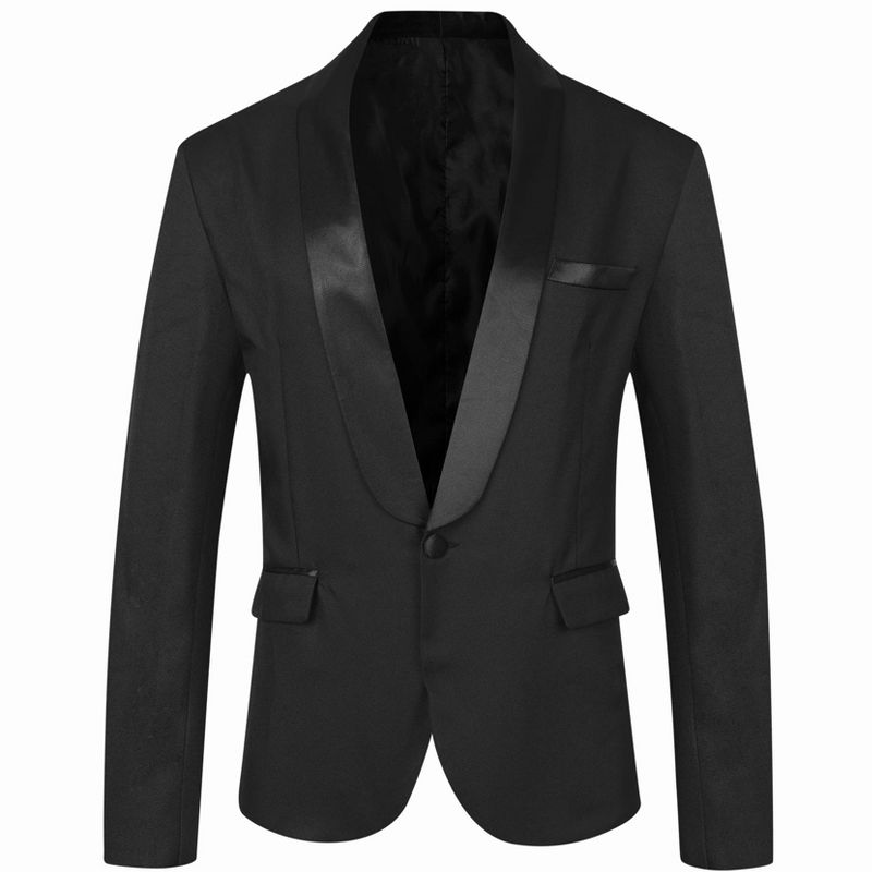 Lars Amadeus Men's One Button Shawl Collar Formal Wedding Prom Blazer, 1 of 6