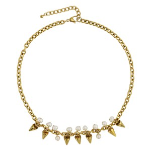 Slate by Rebl Spike & Pearl Chain Frontal Necklace  18K Gold Plated Stainless Steel - 1 of 2