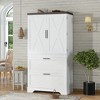 Farmhouse Style Wooden X-Pattern Cabinet with Sturdy Frame, Inside Door Storage Divider, and Drawers for Living Room, Bedroom - 2 of 4