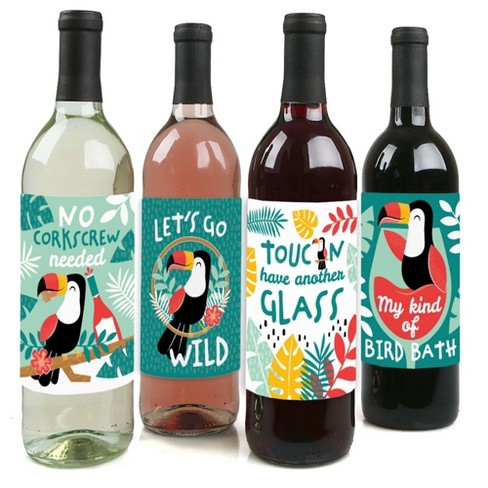 Tropical Birds Decorative Wine Glass Set