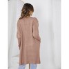 Long Sleeve Cardigan Sweater with Pocket Open Front Cardigans Ribbed Knitwear - 4 of 4