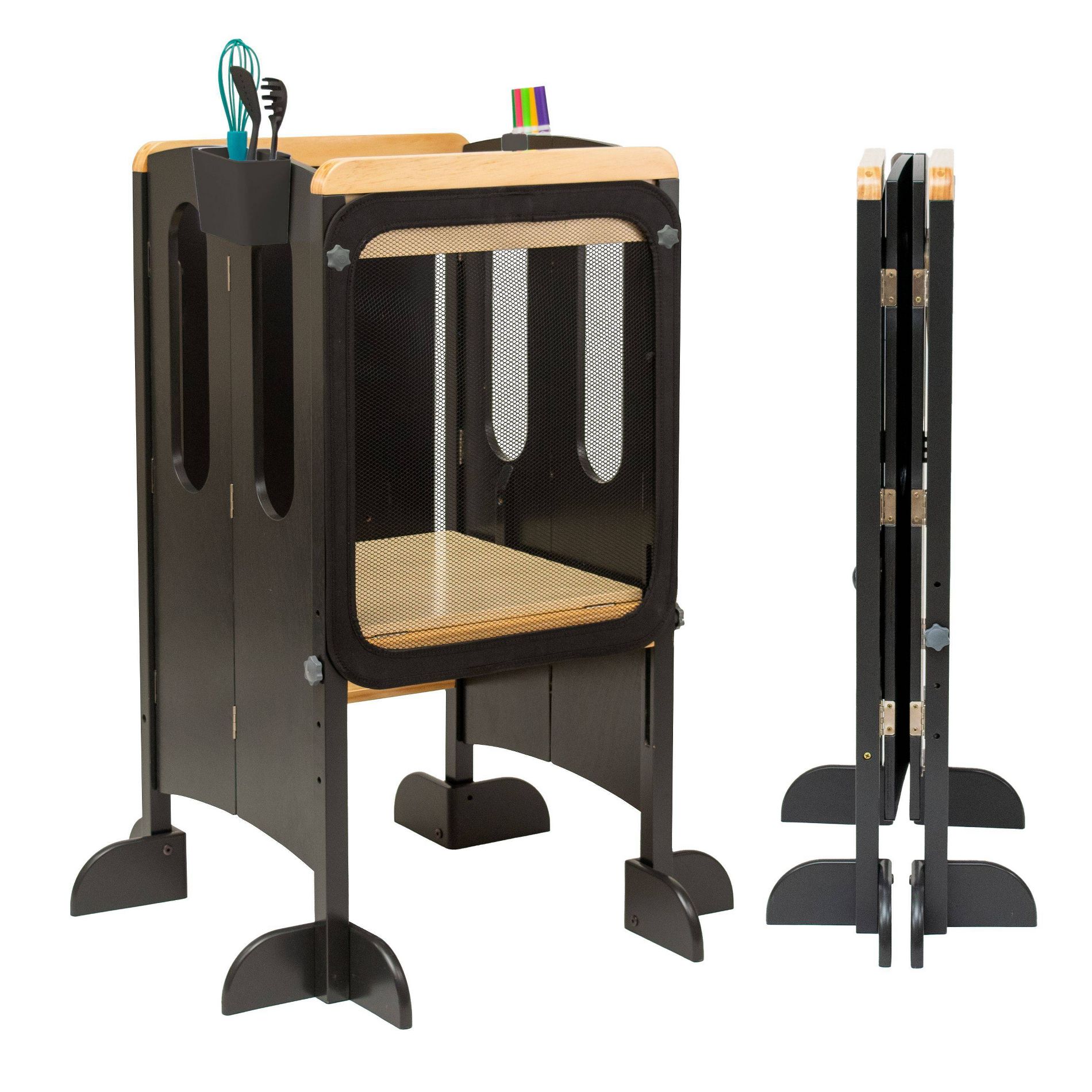 Little Partners EZ Fold ‘N Grow Learning Tower - Charcoal & Natural