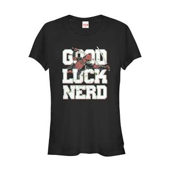 Juniors Womens Marvel Deadpool Good Luck Nerd T-Shirt