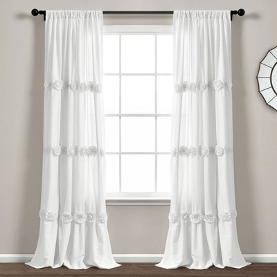 84"x40" Darla Light Filtering Window Curtain Panels White - Lush Décor