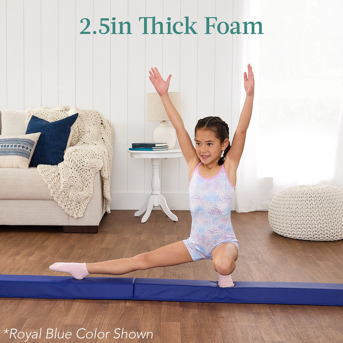 Best Choice Products 8ft Folding Floor Balance Beam 2-Panel for Gymnastics Practice, Exercise Purple - thumbnail 2