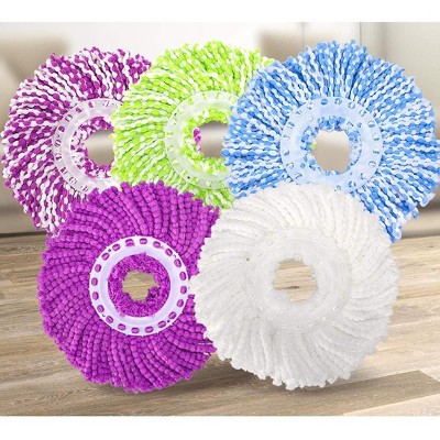Renew Your Mop: 5-Pack Microfiber Refill Heads for 360° Spin Magic Mop - Round, Standard Size for Effective Swivel Cleaning