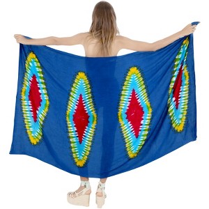 LA LEELA Women's Summer Sarong Bikini Wraps Cover up Skirt Wrap Bathing suit Swimwear Swimsuit Beach Coverup for Women One Size Red, Tie Dye Design - 1 of 4