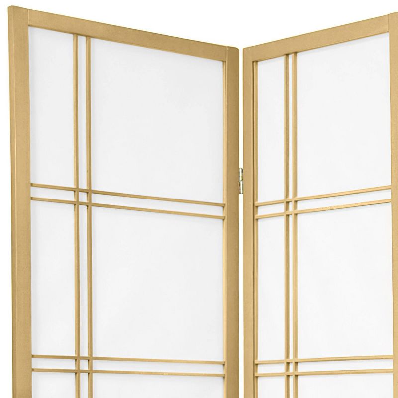 6 ft. Tall Double Cross Shoji Screen - Special Edition - Gold (3 Panels), 3 of 6