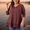 Agnes Orinda Women's Plus Size Casual V Neck Long Sleeve Ruffled Hem Button Half Placket Tops - 2 of 4