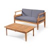 2-Piece All-Weather Wood Patio Conversation Set with Cushions, Loveseat and Coffee Table for Outdoor Deck or Small Backyard-The Pop Home - 2 of 4