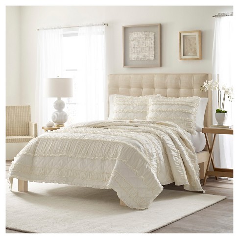 Solid Ruffle Quilt And Sham Set Twin Ivory Stone Cottage Target