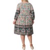 Agnes Orinda Women's Plus Size Boho V Neck 3/4 Sleeve Floral Casual Beach Mini A Line Dress - 4 of 4