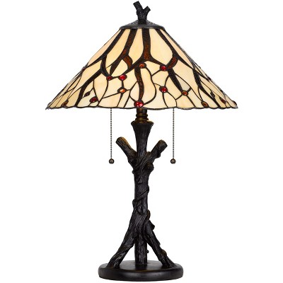 Cal Lighting BO-3104TB 60W X 2 Metal and Resin Tiffany Table Lamp with Pull Chains