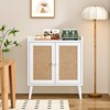 FURNIinspire Utility Storage Cabinets Multifunctional Storage Cabinet With Rattan Door, Sideboard Buffet Cabinet With Storage, White, 15"*26.4"*30" - 2 of 4