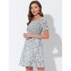 Allegra K Women's Square Neck Summer Short Sleeve Floral Smocked Dress - 3 of 4