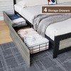 Full Bed Frame with Headboard, Platform Bed Frame with 4 Storage Drawers and Charge Station, Solid Metal Slats Support - 3 of 4