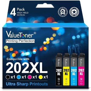 Valuetoner Manufactured Refurbished Ink Cartridges Replacement for Epson 202XL 202 XL for Expression Home XP-5100 Workforce WF-2860 Printer - 1 of 4