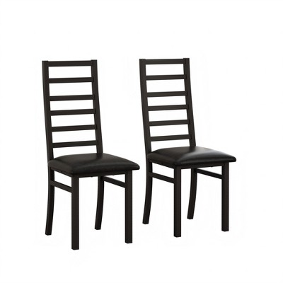 FURNIinspire Accent Chairs Set of 2 Steel Legs and PU Leather Seats High Back Armless Dining Chairs for Living Room, Black, 46.85"*19.69"*7.09"
