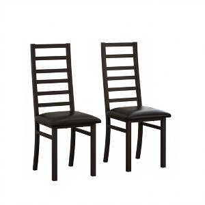 FURNIinspire Accent Chairs Set of 2 Steel Legs and PU Leather Seats High Back Armless Dining Chairs for Living Room, Black, 46.85"*19.69"*7.09" - 1 of 4