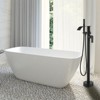 Cobbe Matte Black Floor Standing Tub Faucet Single Handle Freestanding Tub Filler with Swivel Spout Hand Shower and 59-Inch Hose - 2 of 4